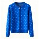 Women's Blue Polka Dot Knit Zip-Up Cardigan