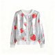 Women's Silver Metallic Strawberry & Bow Print Cardigan (Pocket Design)