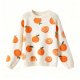 Women's Cream Crew Neck Sweater with Full Orange & Slice Print