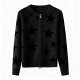 Women's Black Star Print Knit Zip-Up Cardigan